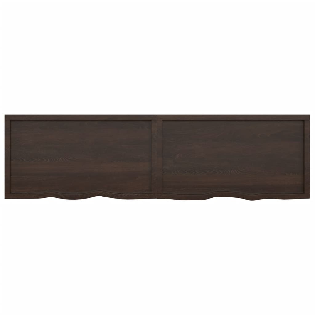 Wall shelf dark brown 220x60x(2-4)cm solid oak treated