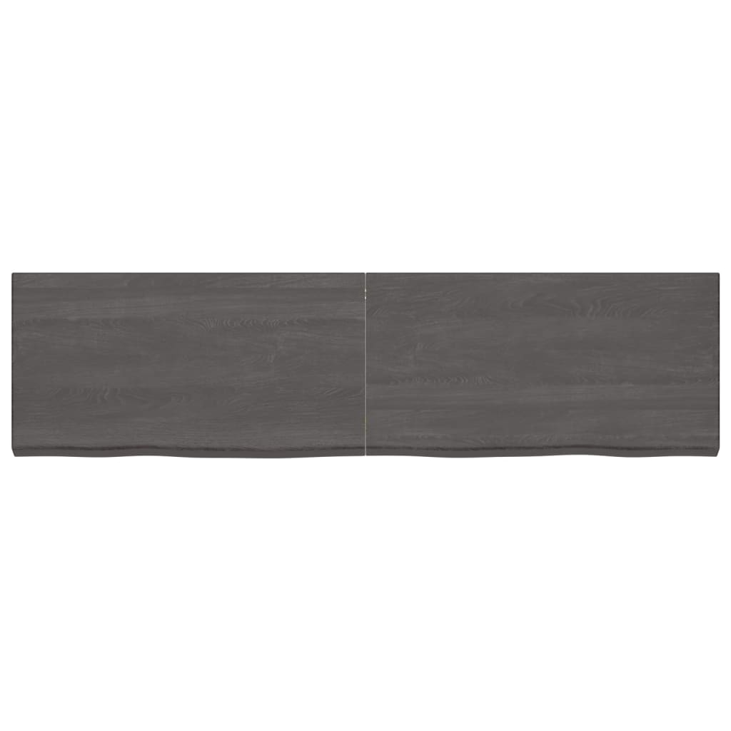 Wall shelf dark brown 220x60x(2-6)cm solid oak treated