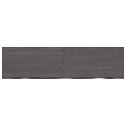 Wall shelf dark brown 220x60x(2-6)cm solid oak treated