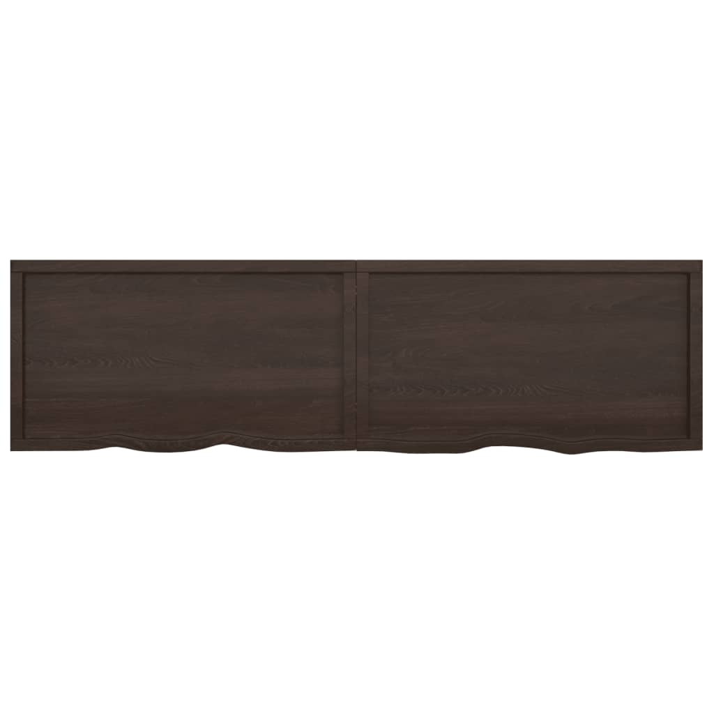 Wall shelf dark brown 220x60x(2-6)cm solid oak treated