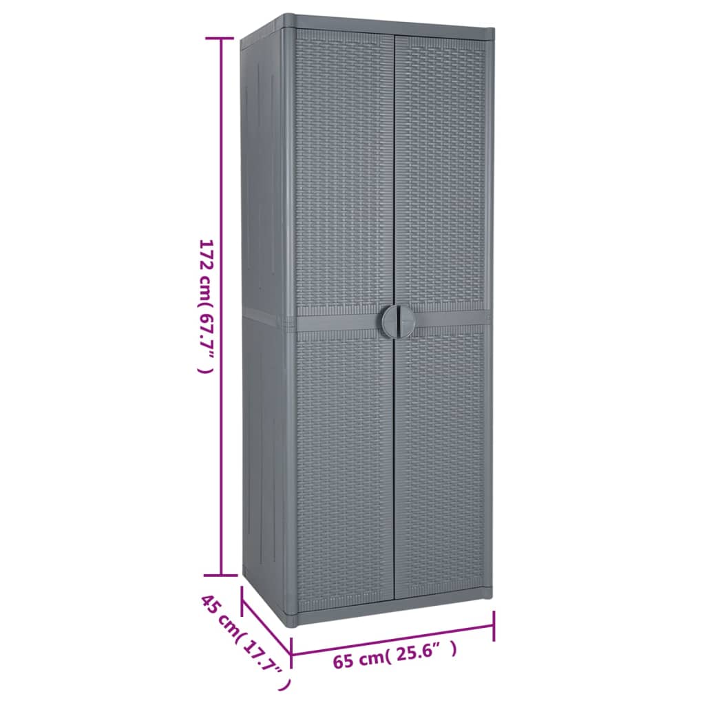 Gartenschrank Grau 65x45x172 cm PP Rattan