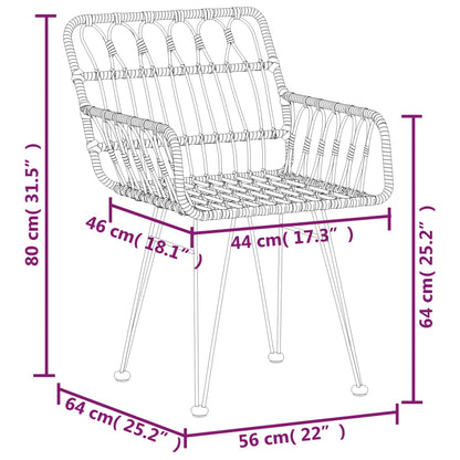 3-tlg. Garten-Essgruppe Schwarz Poly Rattan