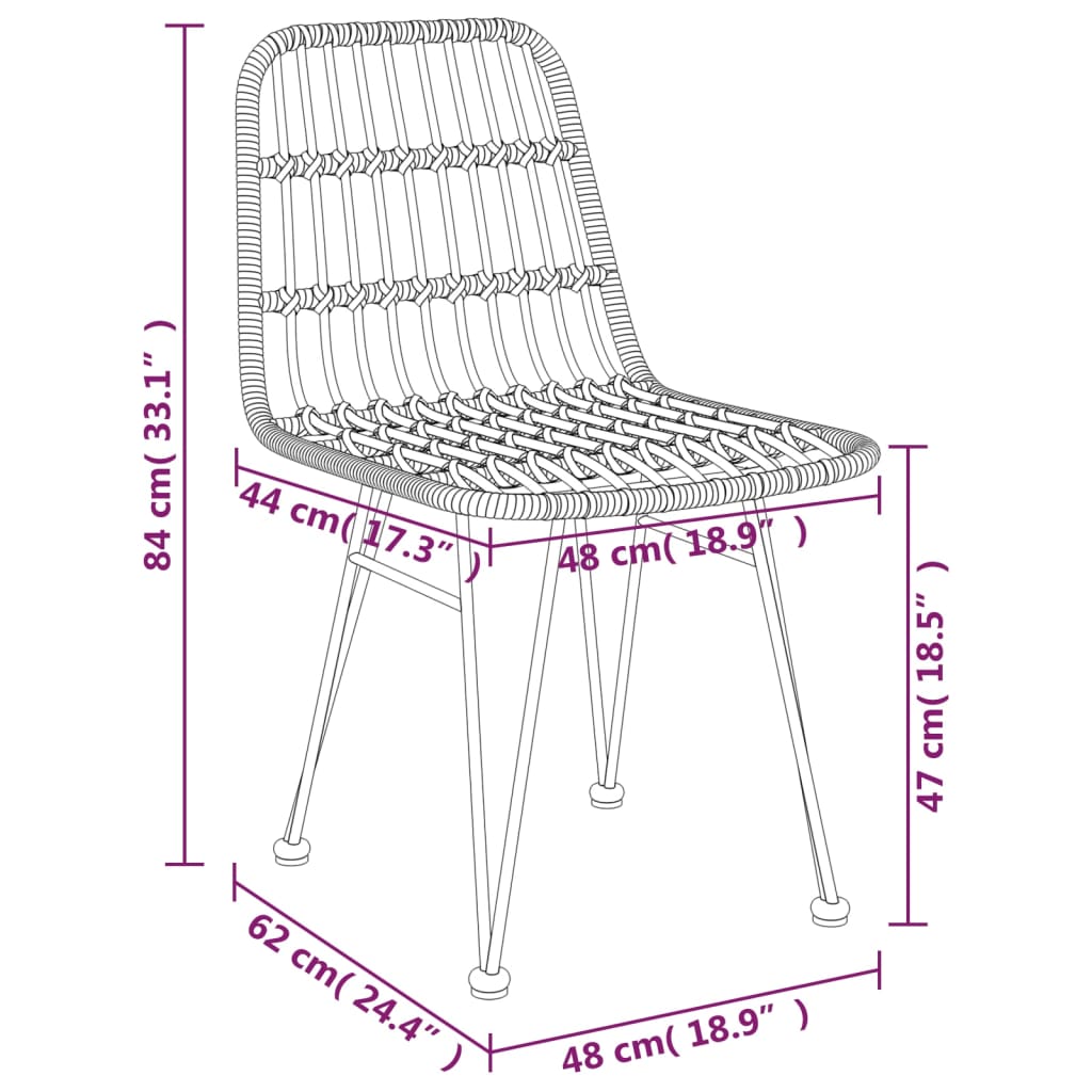 3-tlg. Garten-Essgruppe Schwarz Poly Rattan