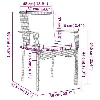 3-tlg. Garten-Essgruppe mit Kissen Schwarz Poly Rattan