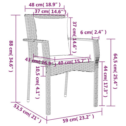 5-tlg. Garten-Essgruppe mit Kissen Schwarz Poly Rattan