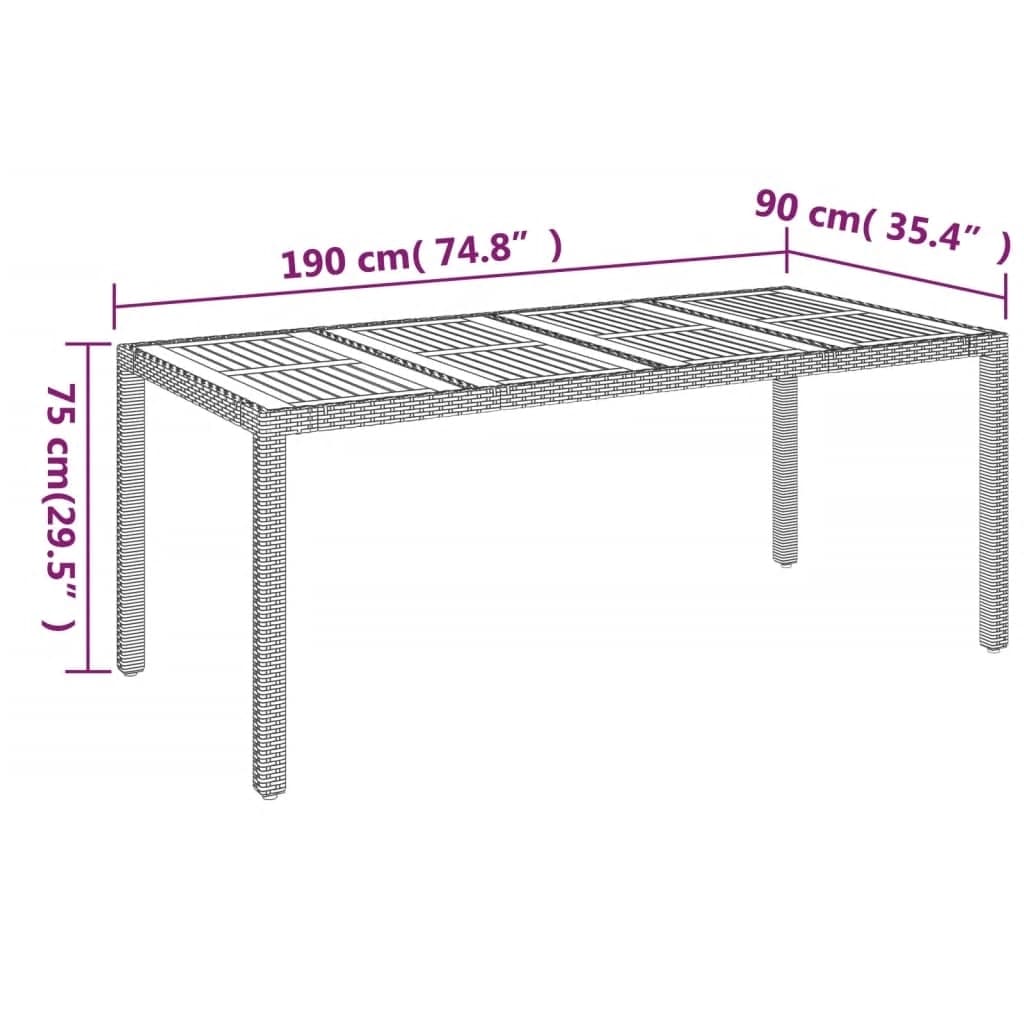 7-tlg. Garten-Essgruppe mit Kissen Grau Poly Rattan