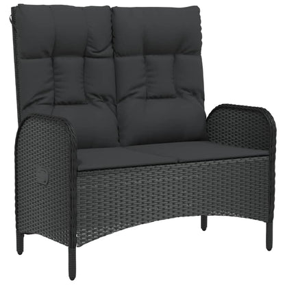 3-tlg. Garten-Essgruppe mit Kissen Schwarz Poly Rattan