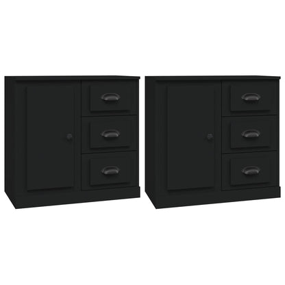 Sideboards 2 Stk. Schwarz Holzwerkstoff