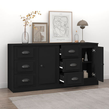 Sideboards 2 Stk. Schwarz Holzwerkstoff