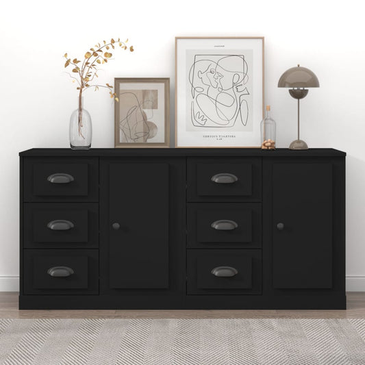 Sideboards 2 Stk. Schwarz Holzwerkstoff