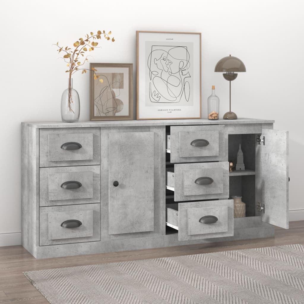 Sideboards 2 Stk. Betongrau Holzwerkstoff