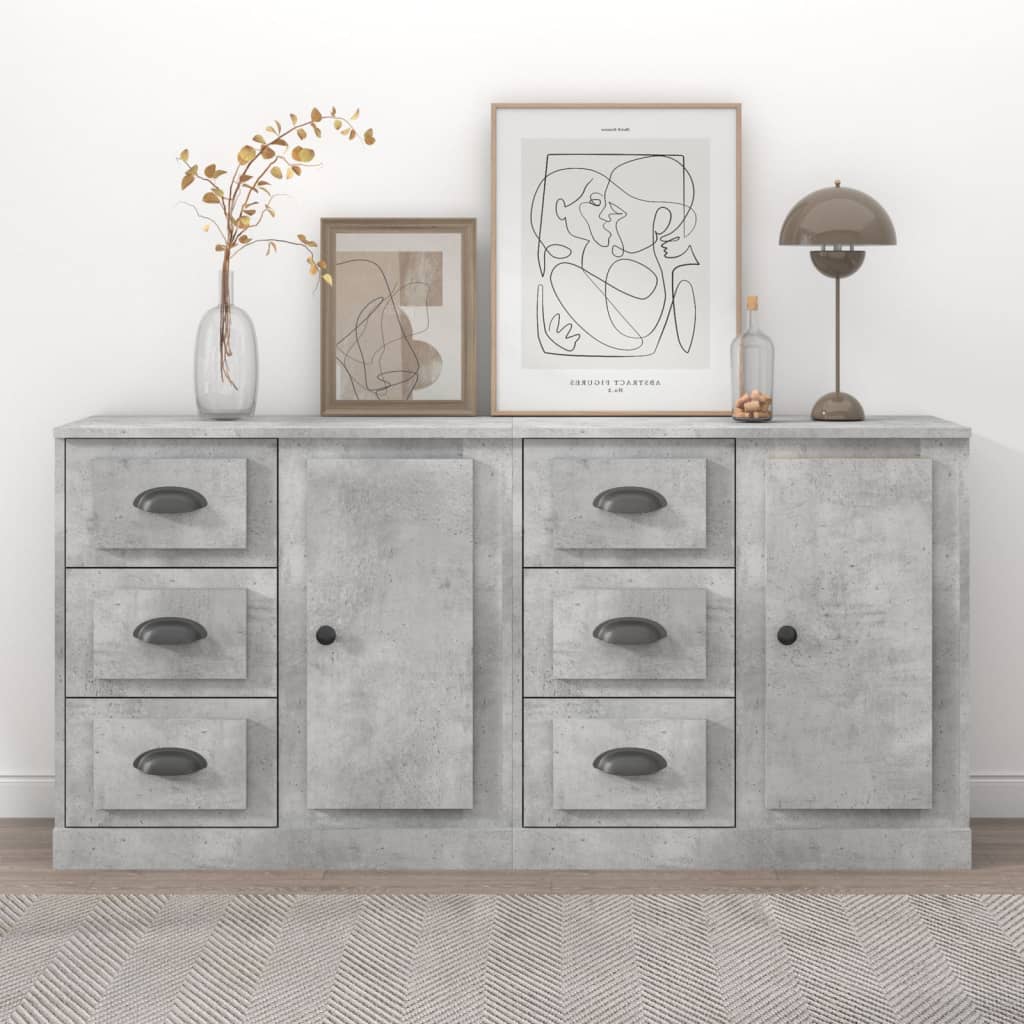 Sideboards 2 Stk. Betongrau Holzwerkstoff