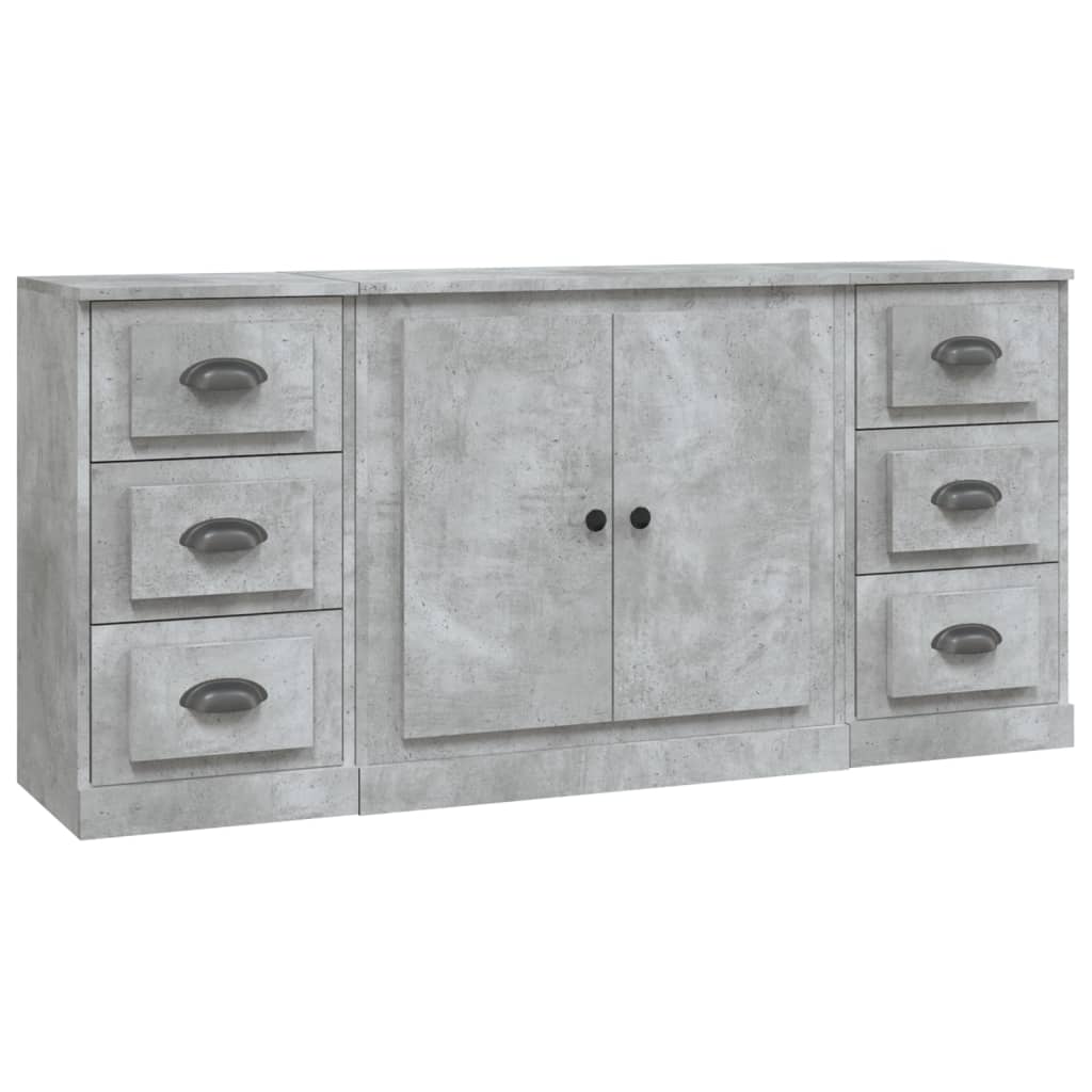 Sideboards 3 Stk. Betongrau Holzwerkstoff