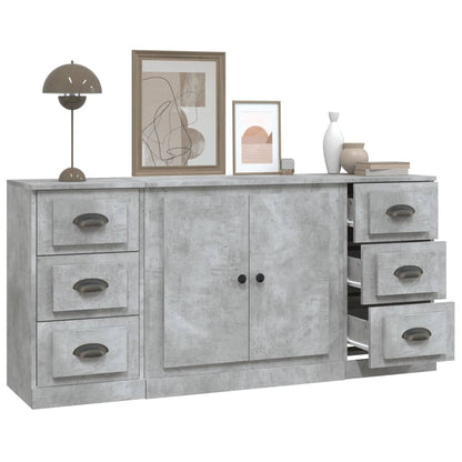 Sideboards 3 Stk. Betongrau Holzwerkstoff