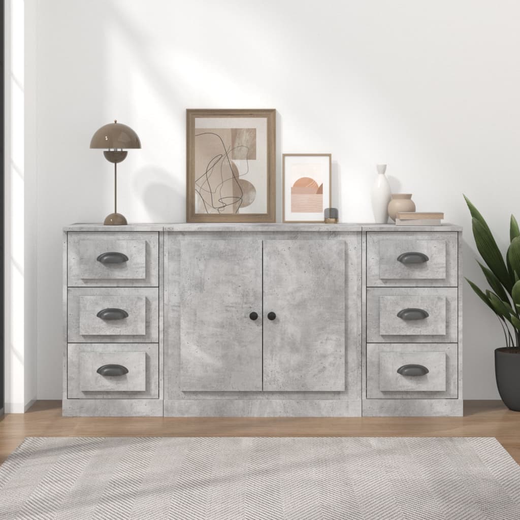 Sideboards 3 Stk. Betongrau Holzwerkstoff