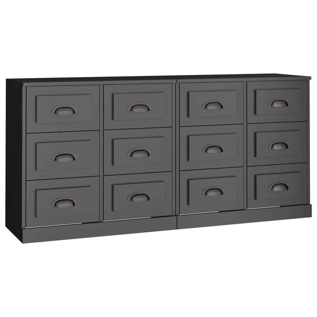 Sideboards 2 Stk. Schwarz Holzwerkstoff