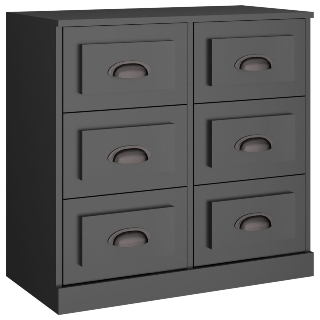 Sideboards 2 Stk. Schwarz Holzwerkstoff