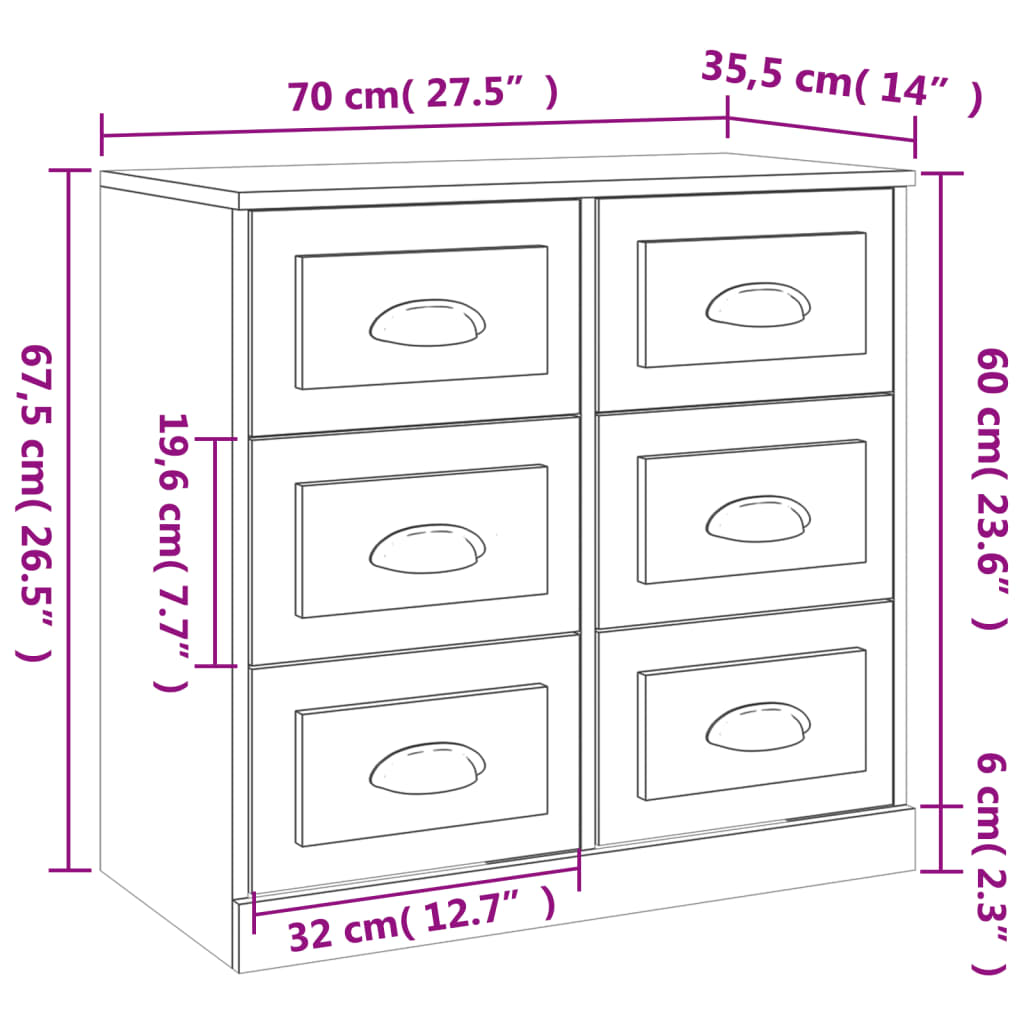 Sideboards 2 Stk. Schwarz Holzwerkstoff