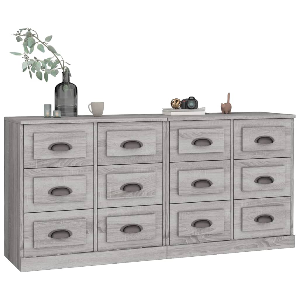 Sideboards 2 Stk. Grau Sonoma Holzwerkstoff