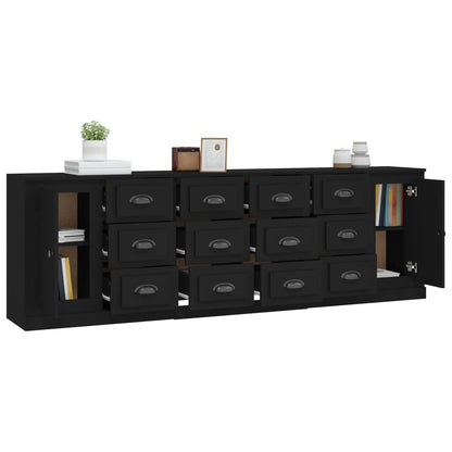 Sideboards 3 Stk. Schwarz Holzwerkstoff