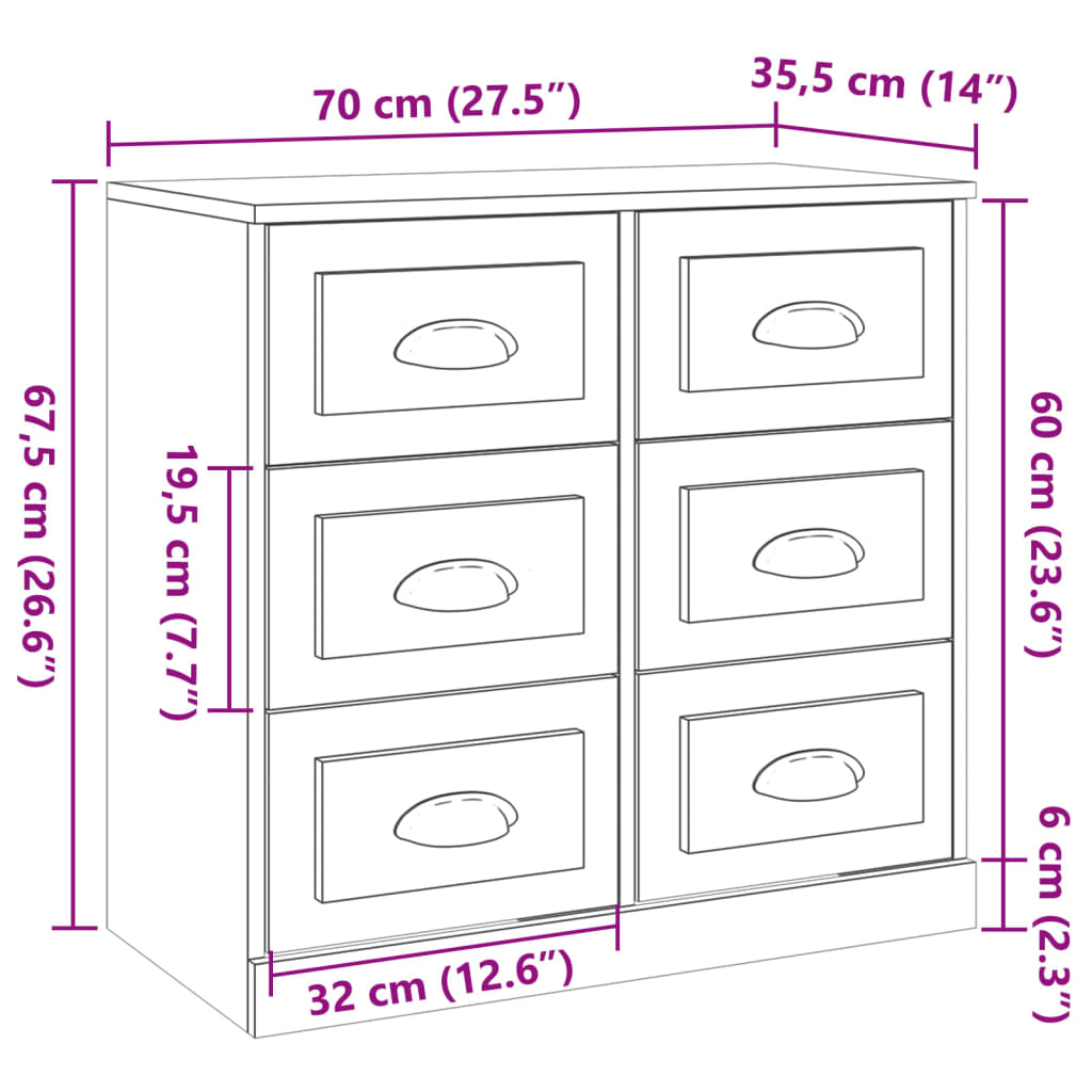 Sideboards 3 Stk. Schwarz Holzwerkstoff