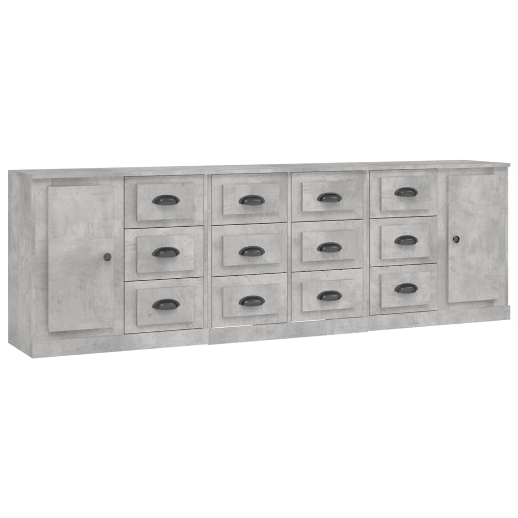 Sideboards 3 Stk. Betongrau Holzwerkstoff