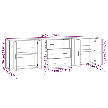 Sideboards 3 Stk. Schwarz Holzwerkstoff