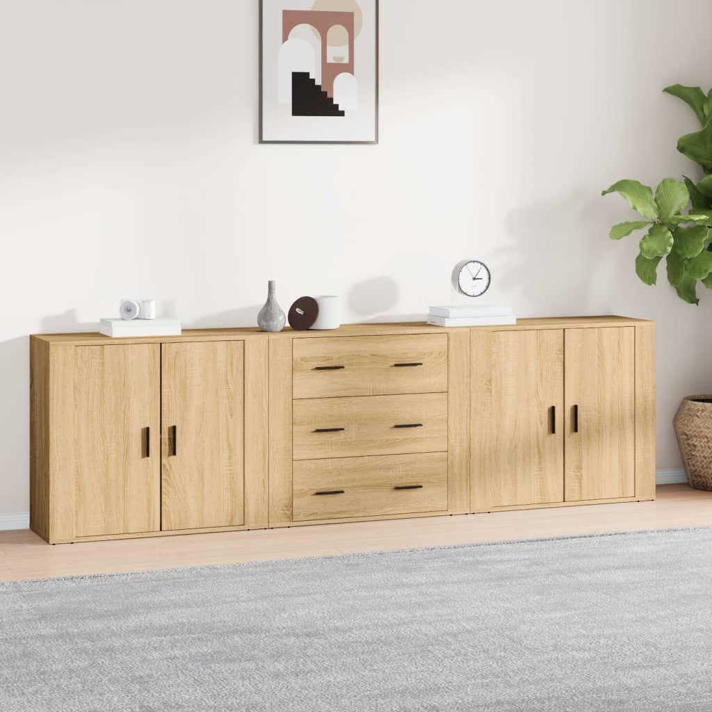 Sideboards 3 Stk. Sonoma-Eiche Holzwerkstoff