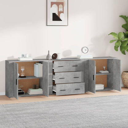 Sideboards 3 Stk. Betongrau Holzwerkstoff