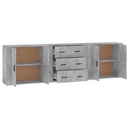 Sideboards 3 Stk. Betongrau Holzwerkstoff