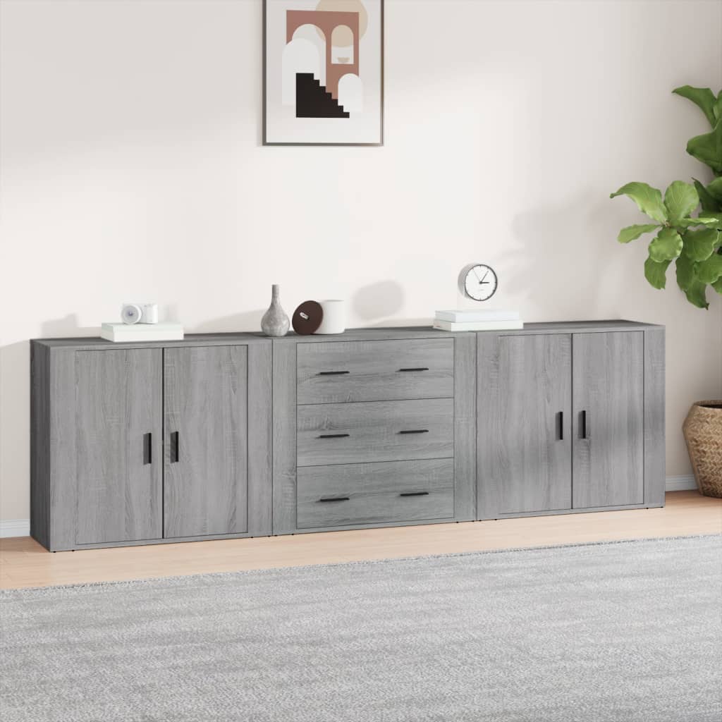 Sideboards 3 Stk. Grau Sonoma Holzwerkstoff