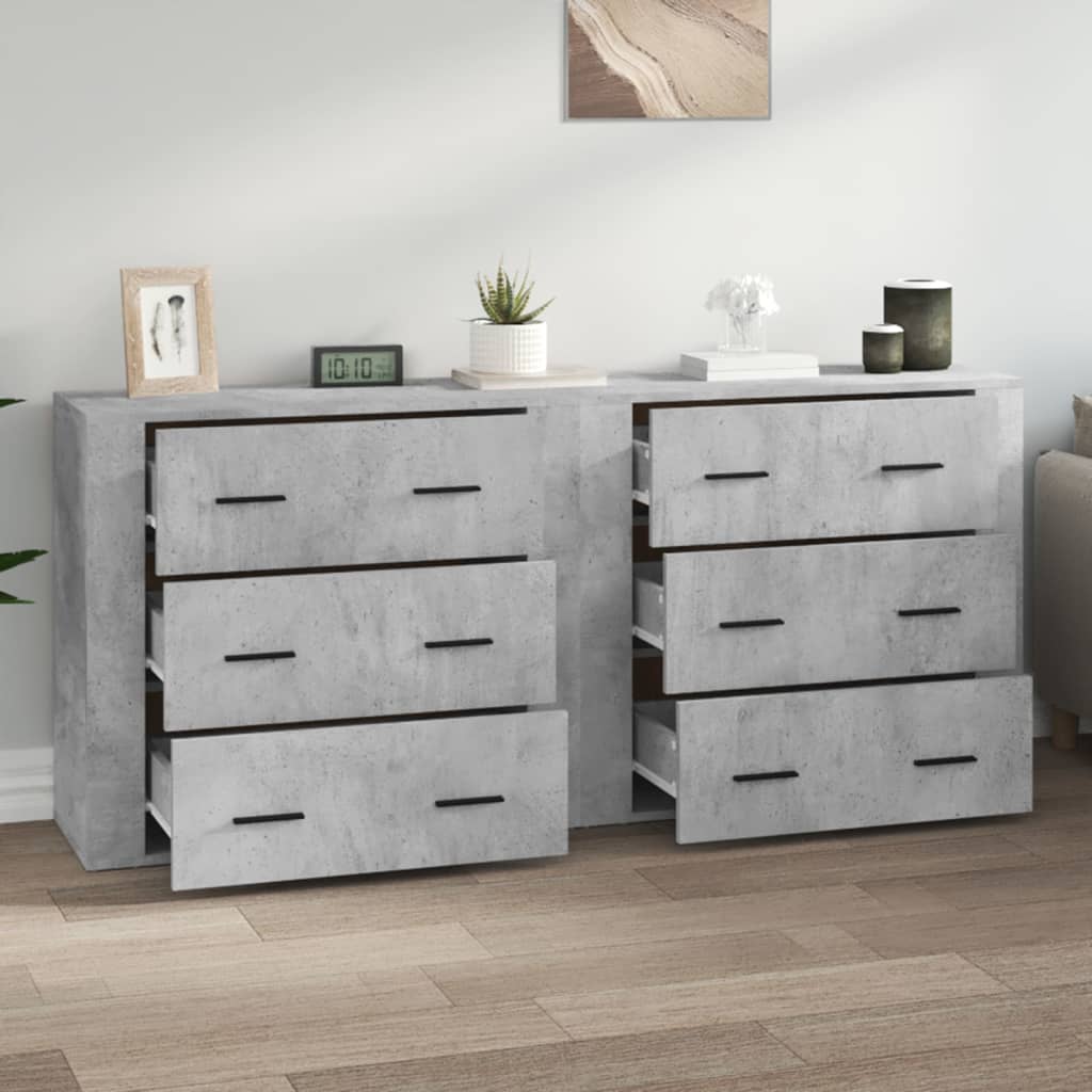 Sideboards 2 Stk. Betongrau Holzwerkstoff