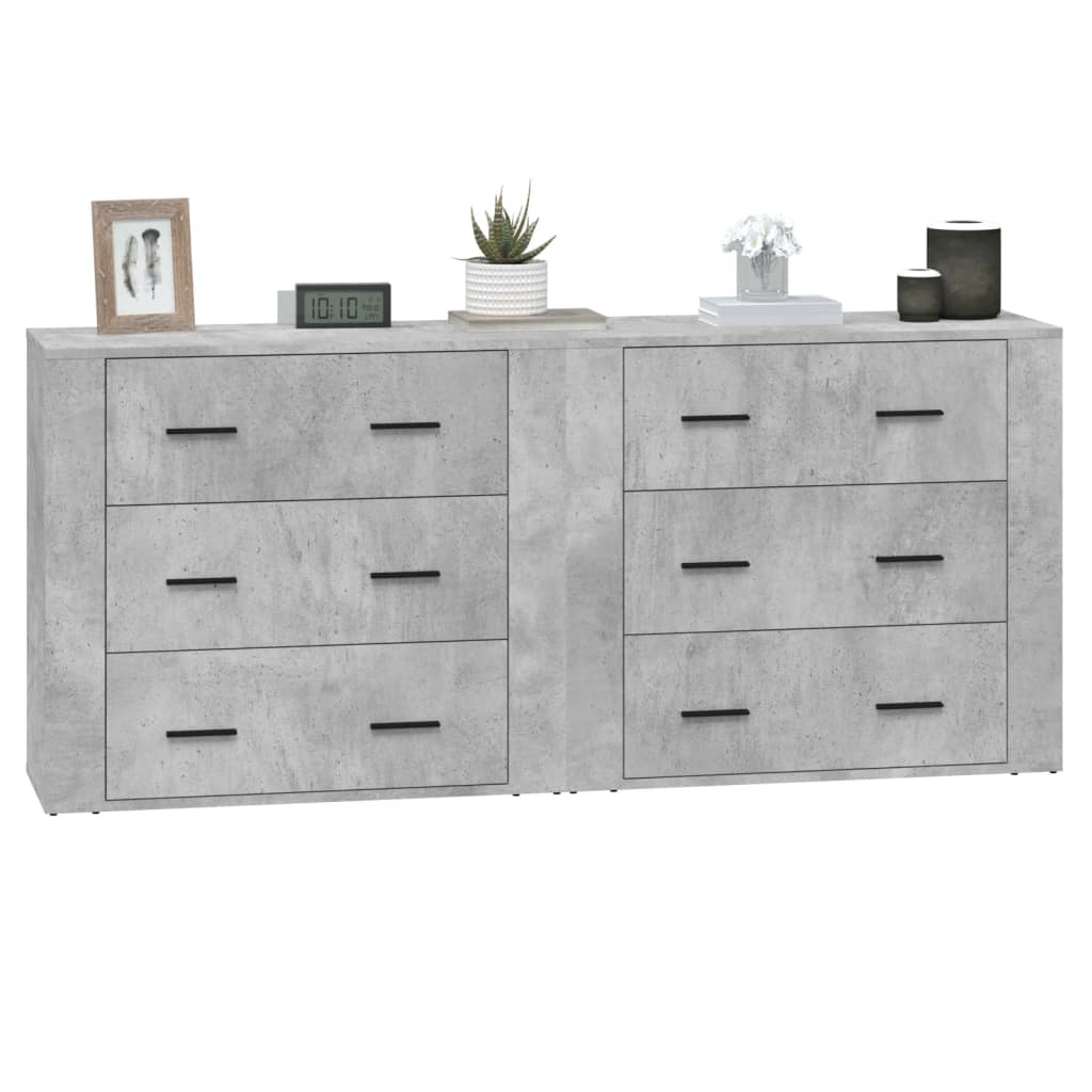 Sideboards 2 Stk. Betongrau Holzwerkstoff