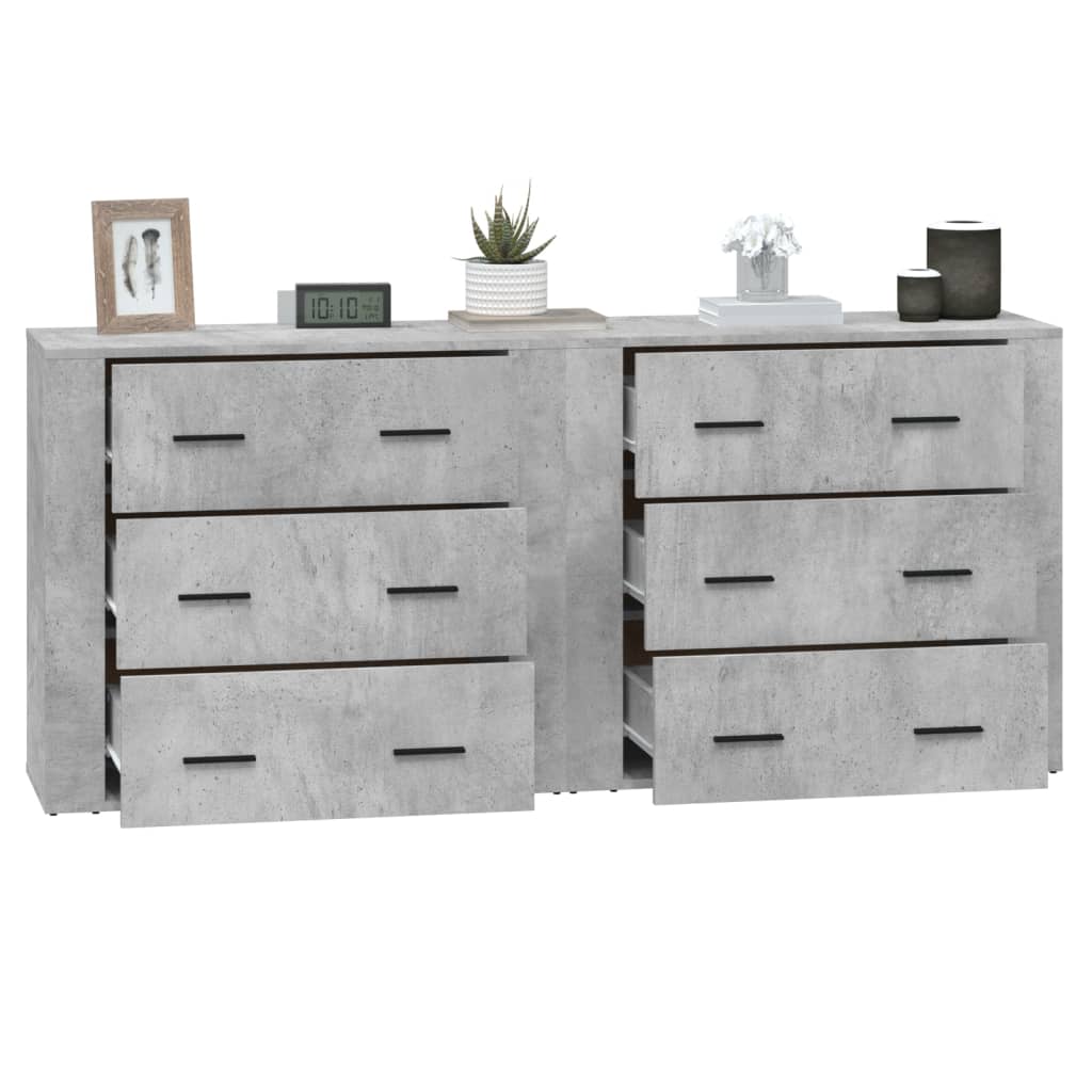 Sideboards 2 Stk. Betongrau Holzwerkstoff