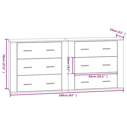 Sideboards 2 Stk. Betongrau Holzwerkstoff