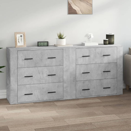 Sideboards 2 Stk. Betongrau Holzwerkstoff