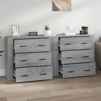 Sideboards 2 Stk. Grau Sonoma Holzwerkstoff