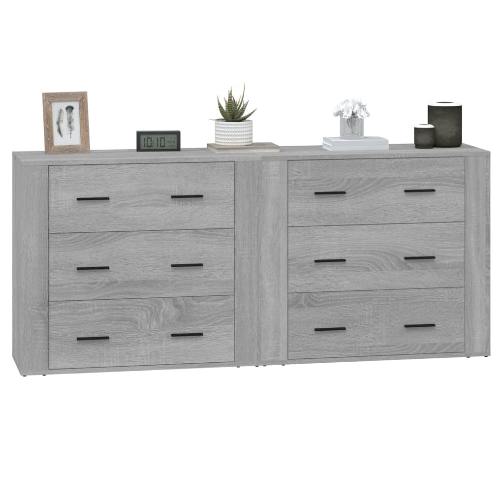 Sideboards 2 Stk. Grau Sonoma Holzwerkstoff