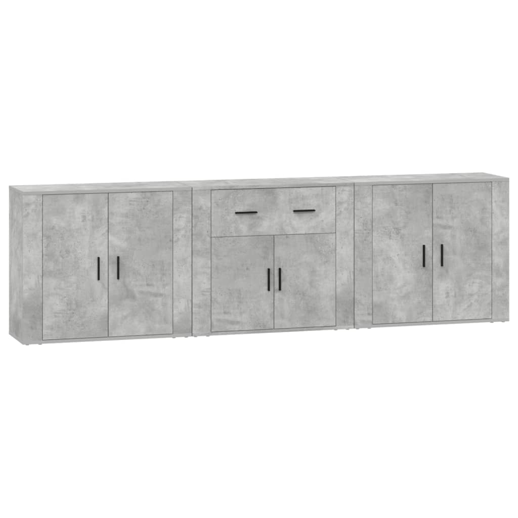 Sideboards 3 Stk. Betongrau Holzwerkstoff