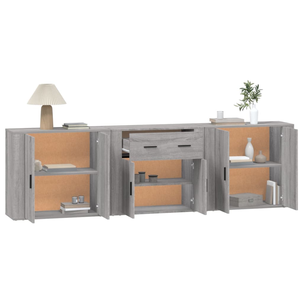 Sideboards 3 Stk. Grau Sonoma Holzwerkstoff