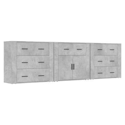 Sideboards 3 Stk. Betongrau Holzwerkstoff