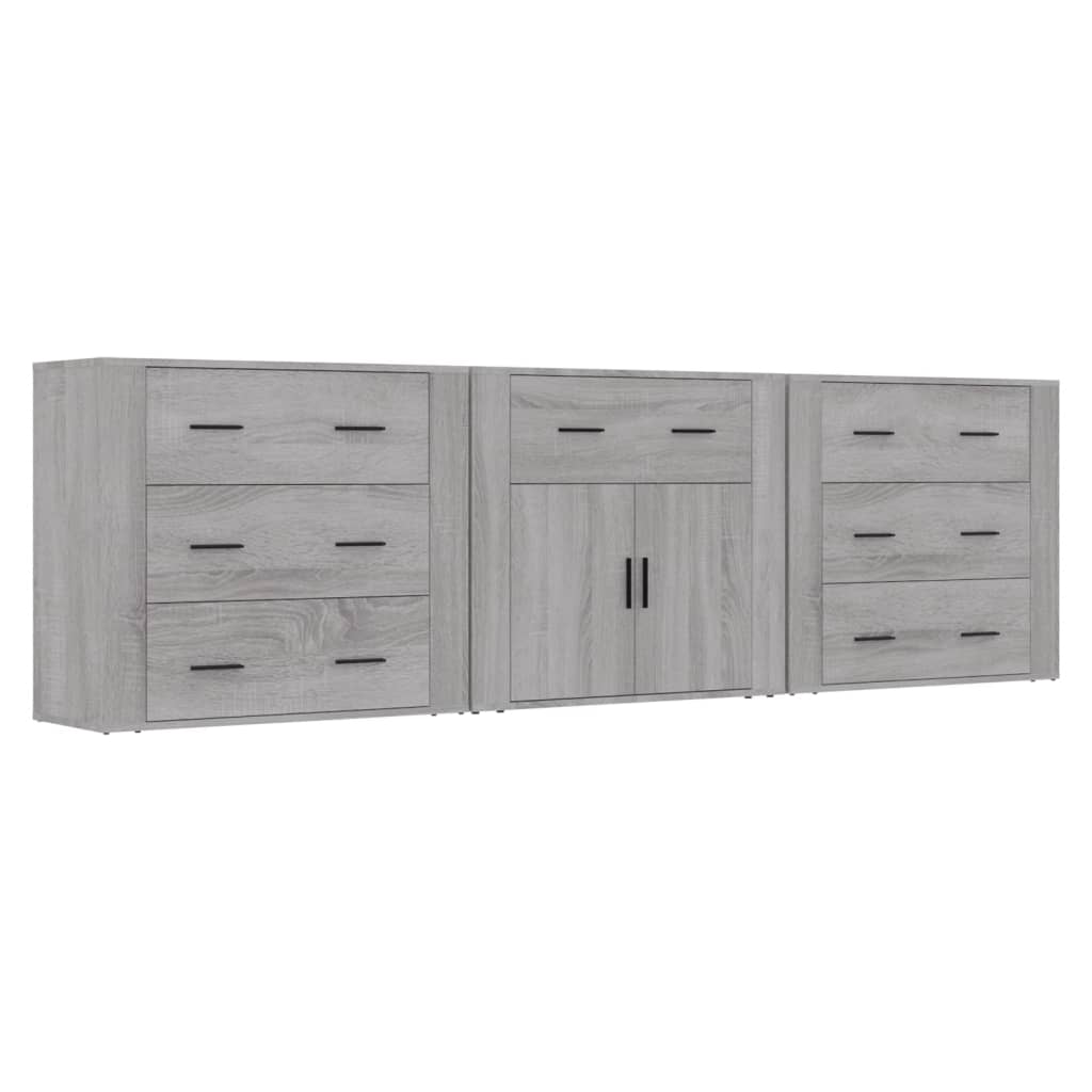 Sideboards 3 Stk. Grau Sonoma Holzwerkstoff