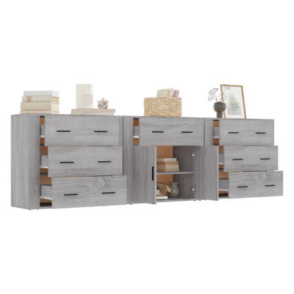 Sideboards 3 Stk. Grau Sonoma Holzwerkstoff