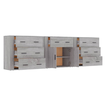 Sideboards 3 Stk. Grau Sonoma Holzwerkstoff