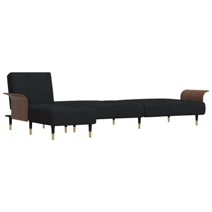 Schlafsofa in L-Form Schwarz 279x140x70 cm Samt