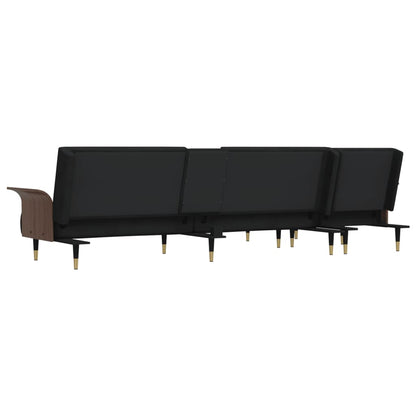 Schlafsofa in L-Form Schwarz 279x140x70 cm Samt