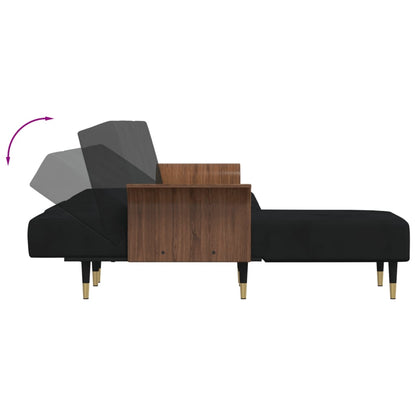 Schlafsofa in L-Form Schwarz 279x140x70 cm Samt