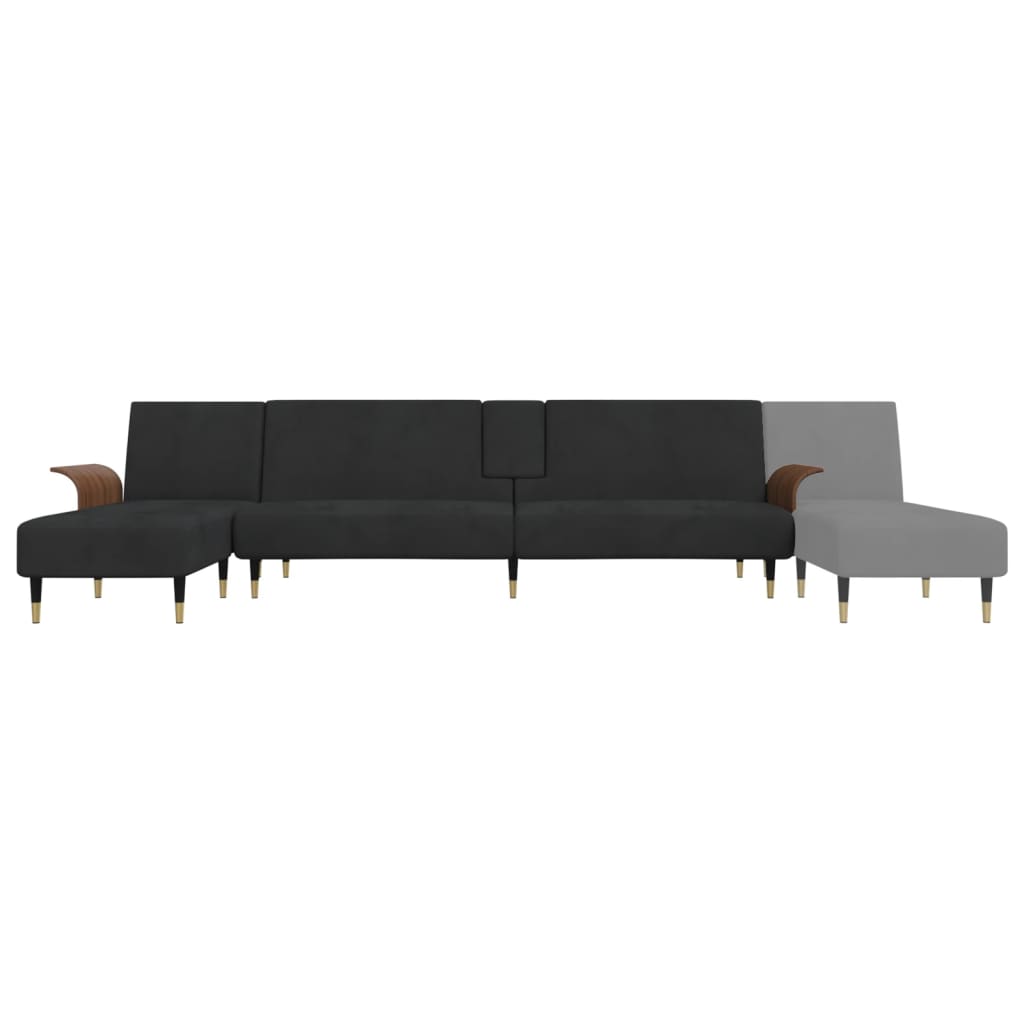 Schlafsofa in L-Form Schwarz 279x140x70 cm Samt