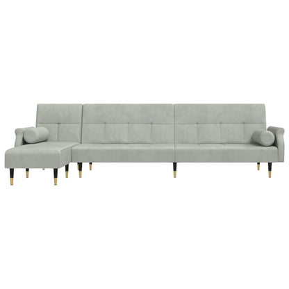 Schlafsofa in L-Form Hellgrau 271x140x70 cm Samt