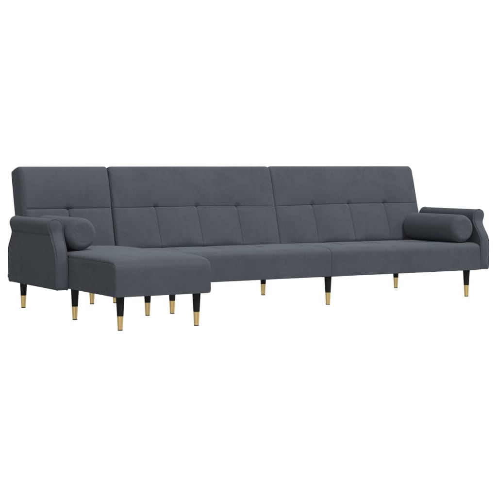 Schlafsofa in L-Form Dunkelgrau 271x140x70 cm Samt